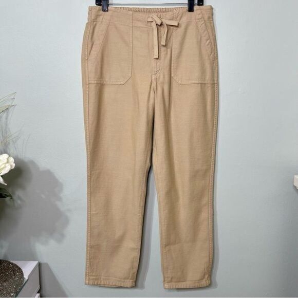 J. Crew Tie Waist Camp Pant Relaxed Fit Khaki Pants Tan Beige Medium - Picture 4 of 16